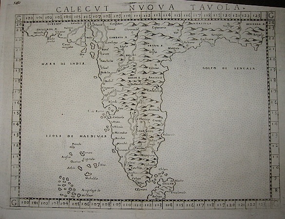 Ruscelli Girolamo (1504-1566) Calecut nuova tavola 1574 Venezia